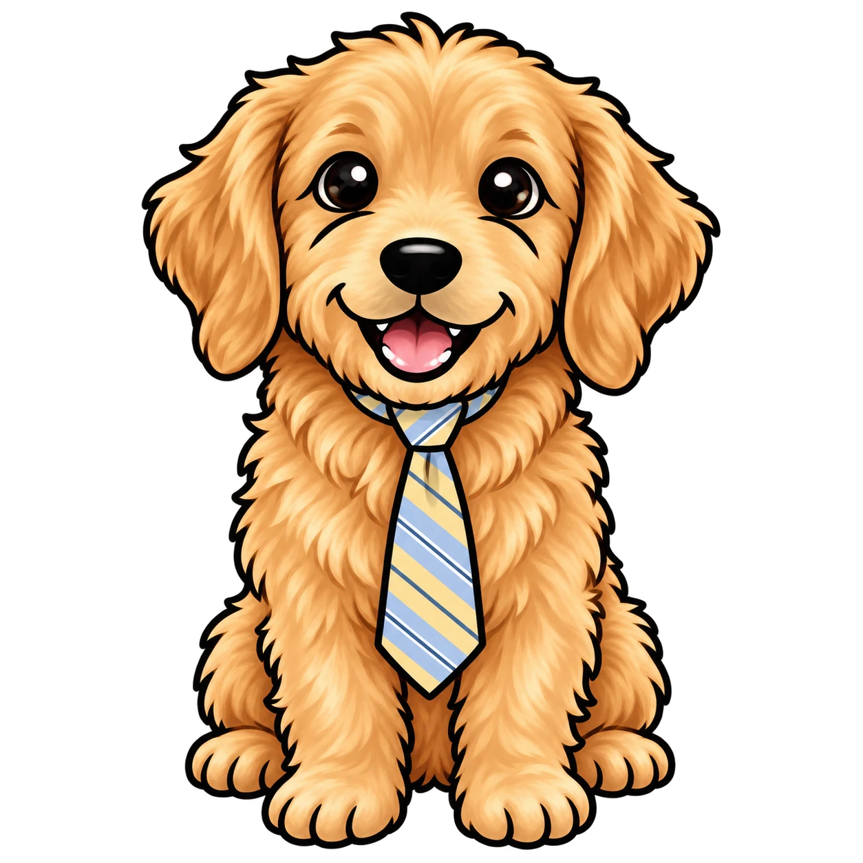 Maggie, a golden retriever wearing a striped tie